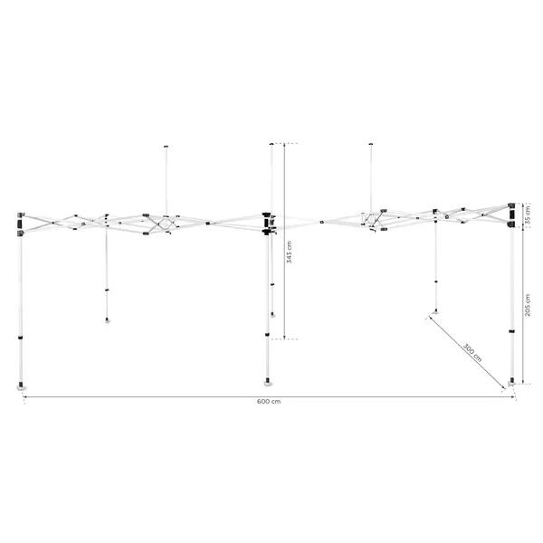 Opvouwbaar Partytentframe | BLANC | Staal | Wit | Incl. Roltas | 6000x3000x3430(h)mm