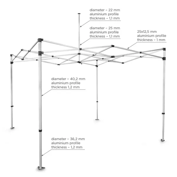 Opvouwbaar Partytentframe | EVEREST | Aluminium | Incl. Roltas | 3000x3000x3430(h)mm