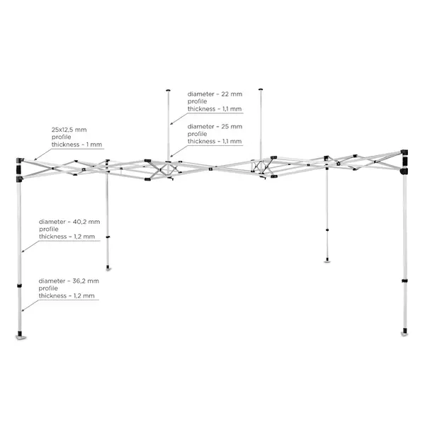Opvouwbaar Partytentframe | EVEREST | Aluminium | Incl. Roltas | 4500x3000x3430(h)mm