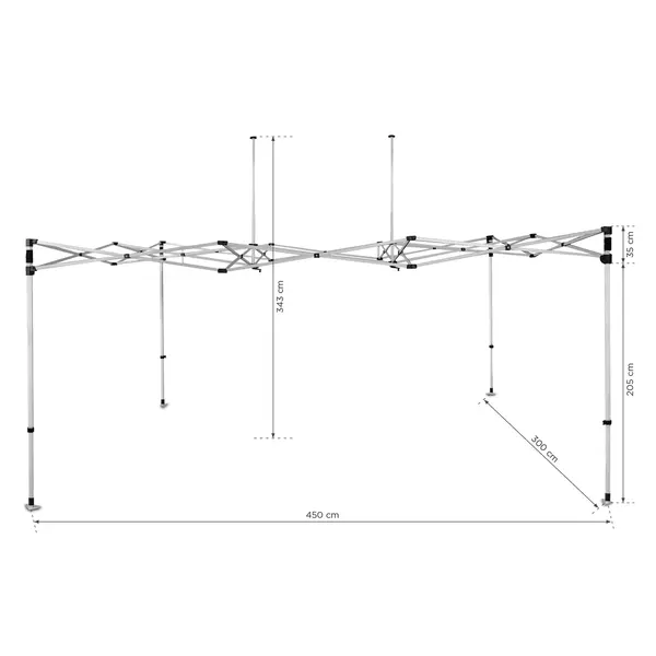 Opvouwbaar Partytentframe | EVEREST | Aluminium | Incl. Roltas | 4500x3000x3430(h)mm
