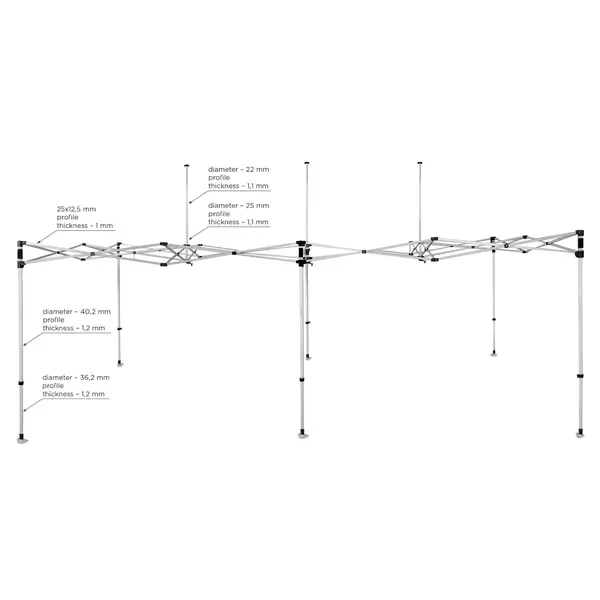 Opvouwbaar Partytentframe | EVEREST | Aluminium | Incl. Roltas | 6000x3000x3430(h)mm