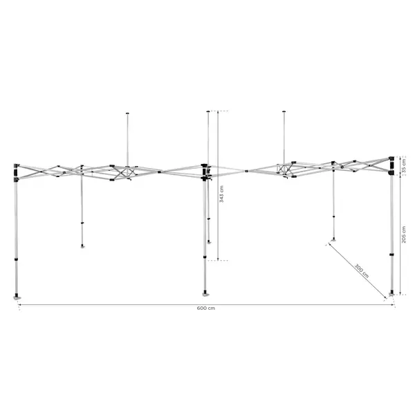 Opvouwbaar Partytentframe | EVEREST | Aluminium | Incl. Roltas | 6000x3000x3430(h)mm