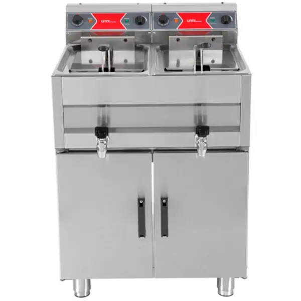 Friteuse | Elektrisch | 10+10L | 50°C/190°C | 18kW (400V) | Aftapkranen | 650x650x850/900(h)mm