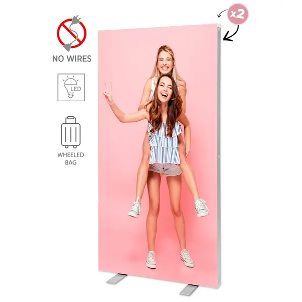 LED-Frame | BOX™ 2.0 | Aluminium | Dubbelzijdig | Modulair | Incl. Rolkoffer | 1000x85x2000(h)mm