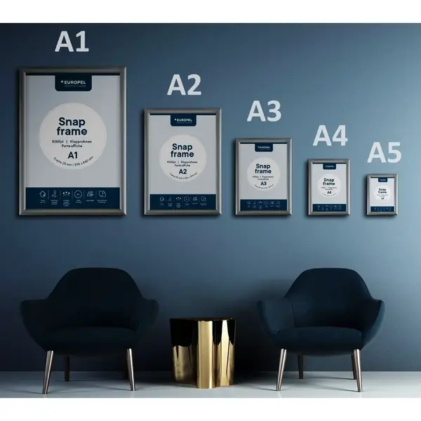 Kliklijst | Aluminium | Zilvergrijs | A3-Formaat | Rand 25mm | Incl. Wandbevestiging | 328x451mm