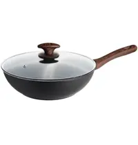 Pintinox Wokpan | CHALET | Aluminium (Antiaanbaklaag) | Div. Warmtebronnen | Platte Bodem | Incl. Deksel | Ø280x95(h)mm 