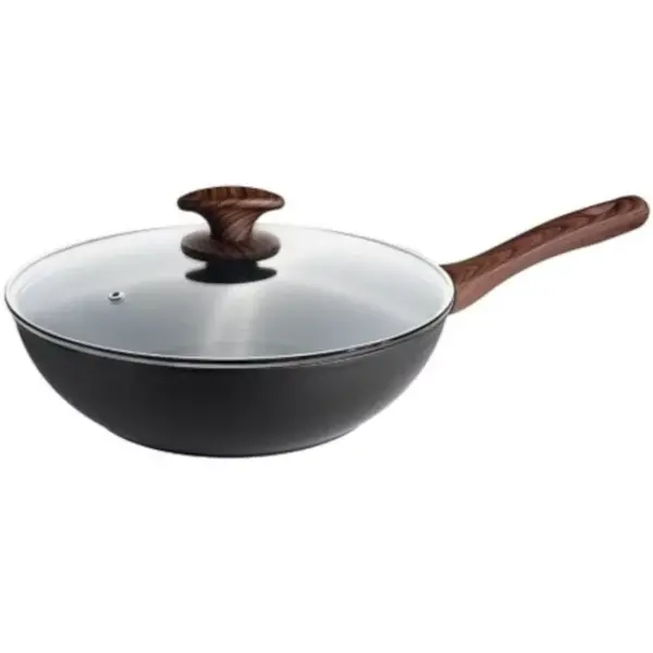 Wokpan | CHALET | Aluminium (Antiaanbaklaag) | Div. Warmtebronnen | Platte Bodem | Incl. Deksel | Ø280x95(h)mm