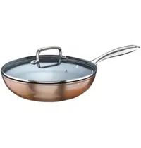 Pintinox Wokpan | Materic | Aluminium (Antiaanbaklaag) | Div. Warmtebronnen | Platte Bodem | Incl. Deksel | Ø280x95(h)mm