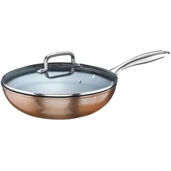 Wokpan | Materic | Aluminium (Antiaanbaklaag) | Div. Warmtebronnen | Platte Bodem | Incl. Deksel | Ø280x95(h)mm