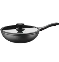 Pintinox Wokpan | PRO | Aluminium (Antiaanbaklaag) | Div. Warmtebronnen | Platte Bodem | Incl. Deksel | Ø300x90(h)mm