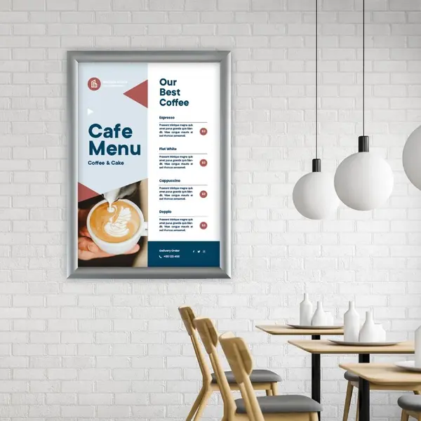 Kliklijst | Aluminium | Zilvergrijs | A1-Formaat | Rand 25mm | Incl. Wandbevestiging