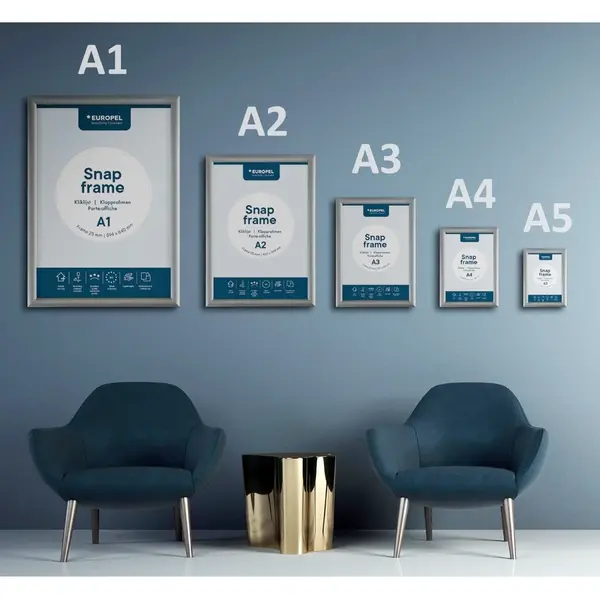 Kliklijst | Aluminium | Zilvergrijs | A5-Formaat | Rand 25mm | Incl. Wandbevestiging