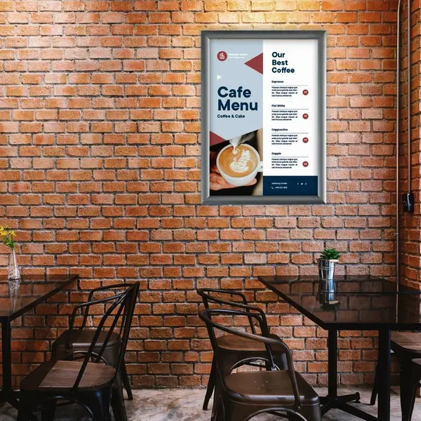 Kliklijst | Aluminium | Zilvergrijs | A2-Formaat | Rand 25mm | Incl. Wandbevestiging | 451x625mm