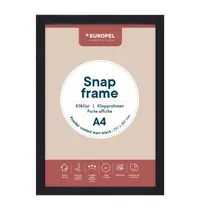 Europel Kliklijst | Aluminium | Zwart (Mat) | A4-Formaat | Rand 25mm | Incl. Wandbevestiging | 241x328mm