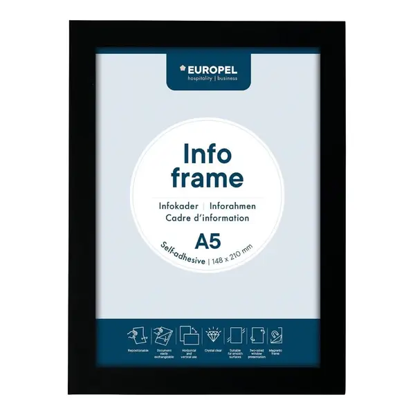 Magnetische Wissellijsten | Zwart | Dubbelzijdig | A5-Formaat | Rand 18mm | 2 Stuks | 175x237mm