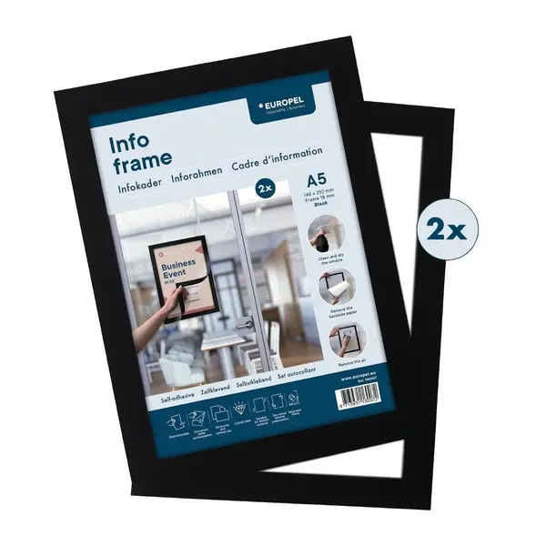 Magnetische Wissellijsten | Zwart | Dubbelzijdig | A5-Formaat | Rand 18mm | 2 Stuks | 175x237mm