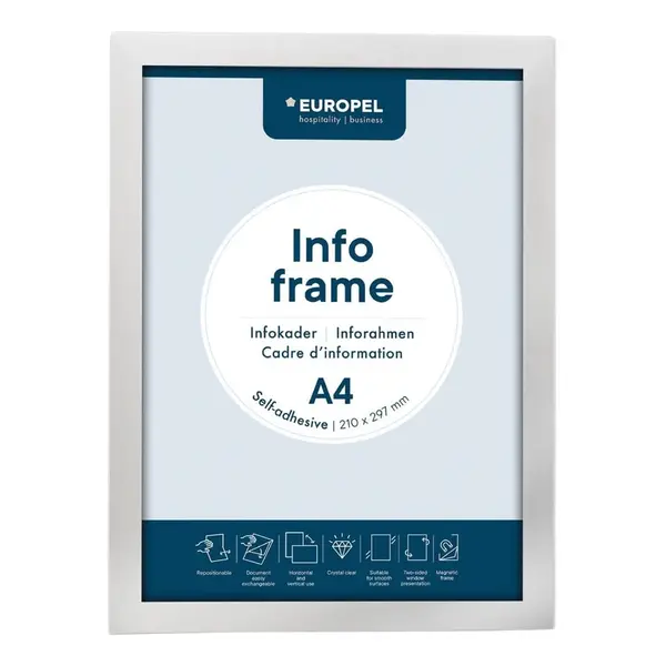 Magnetische Wissellijsten | Zilvergrijs | Dubbelzijdig | A4-Formaat | Rand 18mm | 2 Stuks | 235x325mm