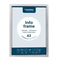 Europel Magnetische Wissellijsten | Zilvergrijs | Dubbelzijdig | A3-Formaat | Rand 18mm | 2 Stuks | 327x450mm