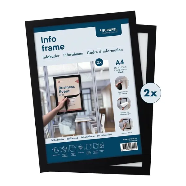 Magnetische Wissellijsten | Zwart | Dubbelzijdig | A4-Formaat | Rand 18mm | 2 Stuks | 235x325mm