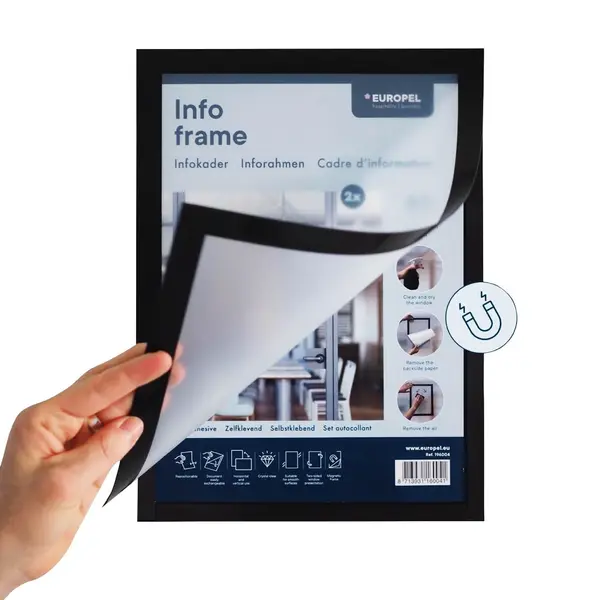 Magnetische Wissellijsten | Zwart | Dubbelzijdig | A4-Formaat | Rand 18mm | 2 Stuks | 235x325mm