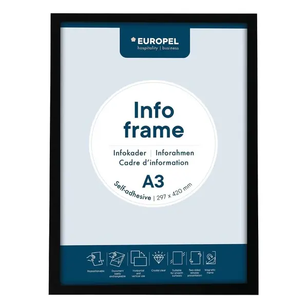 Magnetische Wissellijsten | Zwart | Dubbelzijdig | A3-Formaat | Rand 18mm | 2 Stuks | 327x450mm