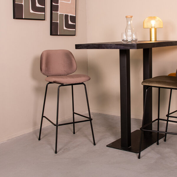 Barkruk Bello | Taupe | Fluweel | Hoog | 2 stuks