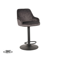 LABEL51 Barkruk Fender | Antraciet | Velours | Gaslift