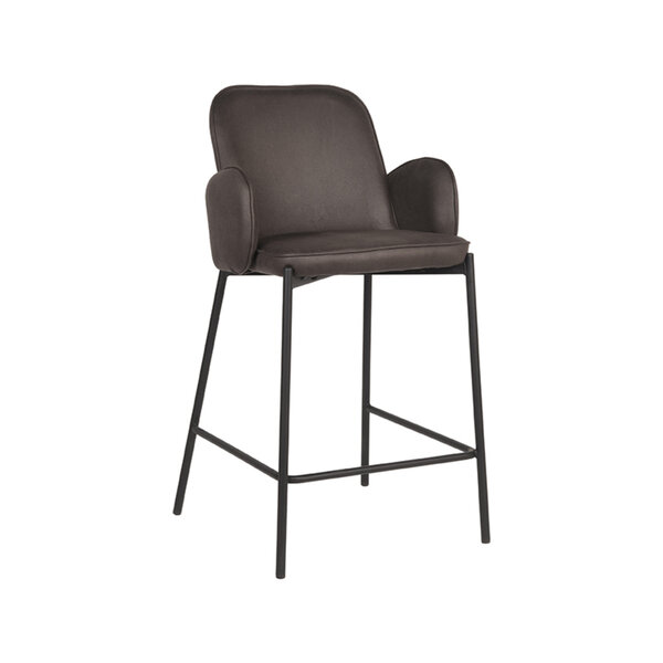 Barkruk Jari | Antraciet | Microvezel | Laag | 2 stuks