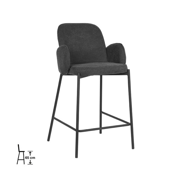 Barkruk Jari | Antraciet | Weave | Laag | 2 stuks