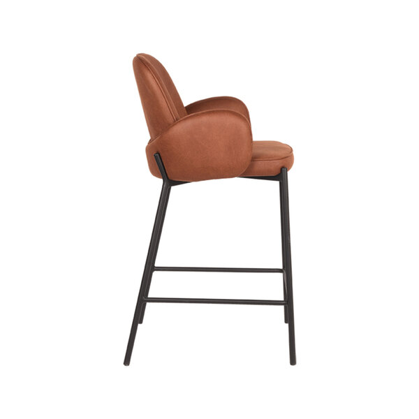 Barkruk Jari | Cognac | Microvezel | Laag | 2 stuks