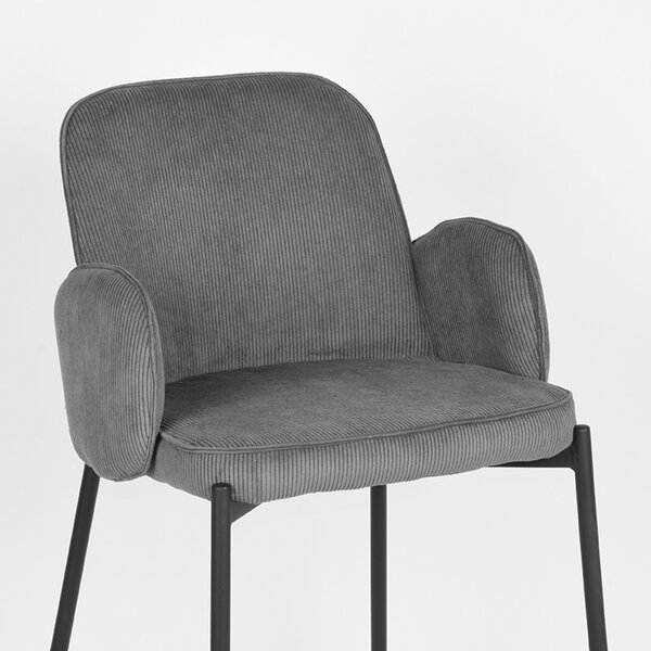 Barkruk Jari | Donkergrijs | Ribcord | Laag | 2 stuks