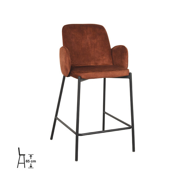 Barkruk Jari | Rust | Velours | Laag | 2 stuks