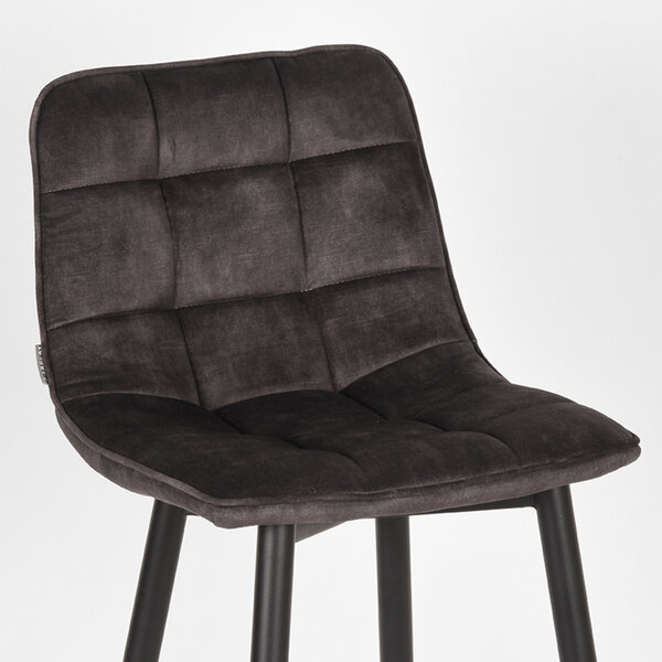 Barkruk Jelt | Antraciet | Velours | Hoog | 2 stuks