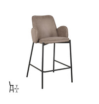 LABEL51 Barkruk Joni | Taupe | Micro Suede | Laag | 2 stuks