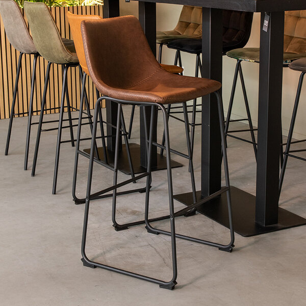 Barkruk Risto | Bruin | Kunstleder | Hoog