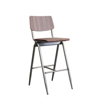 LABEL51 Barkruk Solid | Donkerbruin | Hout | Hoog | 2 stuks