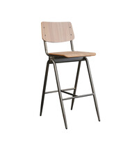 LABEL51 Barkruk Solid | Walnoot | Hout | Hoog | 2 stuks 