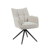 LABEL51 Stoel Amalfi | Naturel | Royal Boucle | Zwart Metalen Frame | 2 stuks