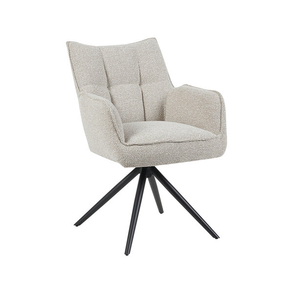 Stoel Amalfi | Naturel | Royal Boucle | Zwart Metalen Frame | 2 stuks