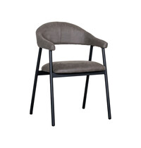 LABEL51 Stoel Amaze | Antraciet | Micro Suede | Zwart Metalen Frame | 2 stuks 