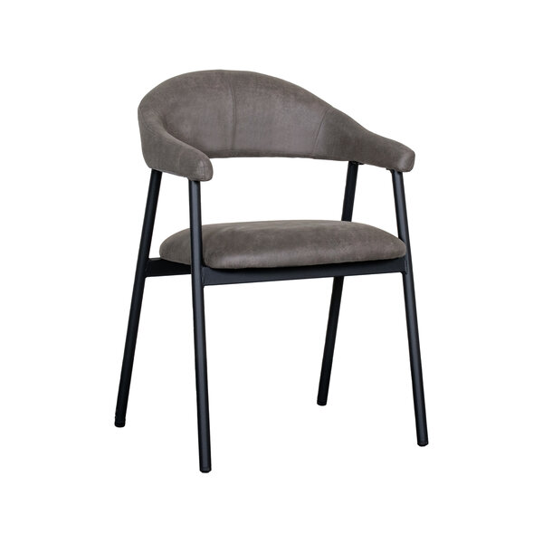 Stoel Amaze | Antraciet | Micro Suede | Zwart Metalen Frame | 2 stuks