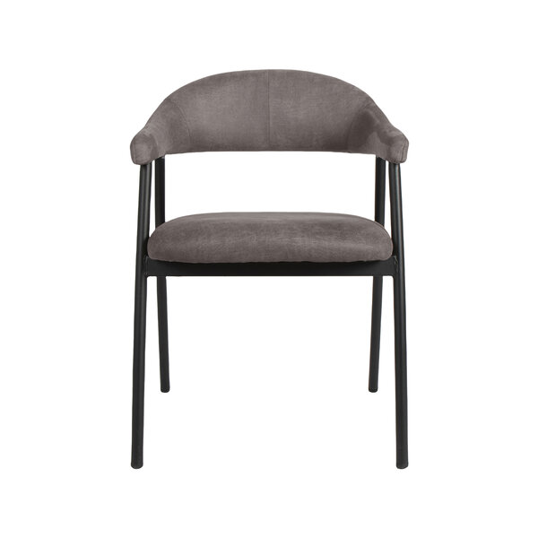 Stoel Amaze | Antraciet | Micro Suede | Zwart Metalen Frame | 2 stuks