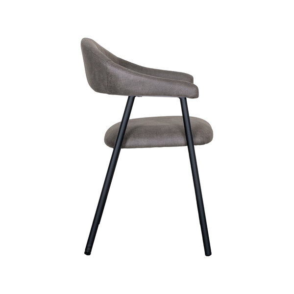 Stoel Amaze | Antraciet | Micro Suede | Zwart Metalen Frame | 2 stuks