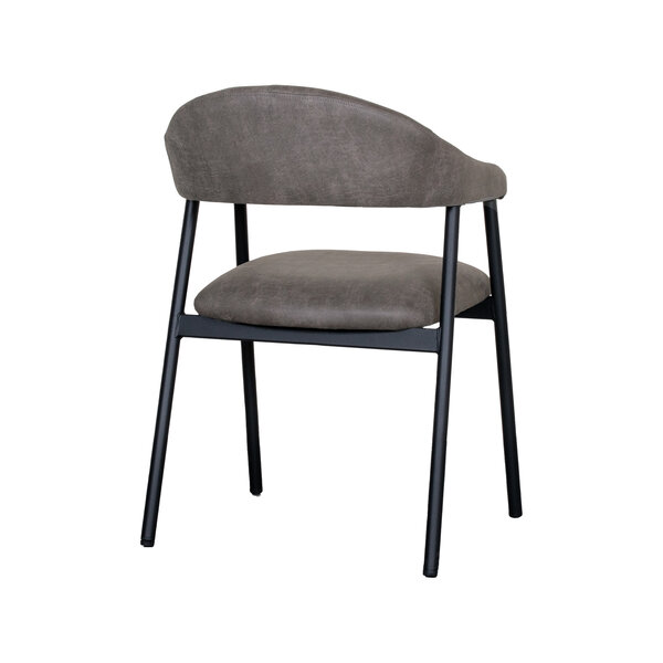 Stoel Amaze | Antraciet | Micro Suede | Zwart Metalen Frame | 2 stuks