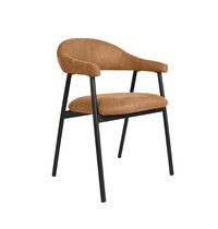 LABEL51 Stoel Amaze | Cognac | Micro Suede | Zwart Metalen Frame | 2 stuks