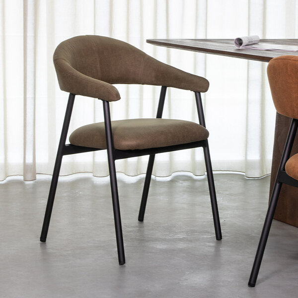 Stoel Amaze | Moss | Micro Suede | Zwart Metalen Frame | 2 stuks