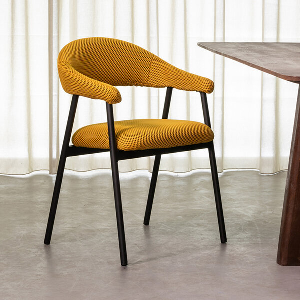 Stoel Amaze | Oker | Breathe | Zwart Metalen Frame | 2 stuks