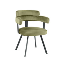 LABEL51 Stoel Bardio | Hunter | Fluweel | Zwart Metalen Frame | 2 stuks