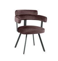 LABEL51 Stoel Bardio | Taupe | Fluweel | Zwart Metalen Frame | 2 stuks