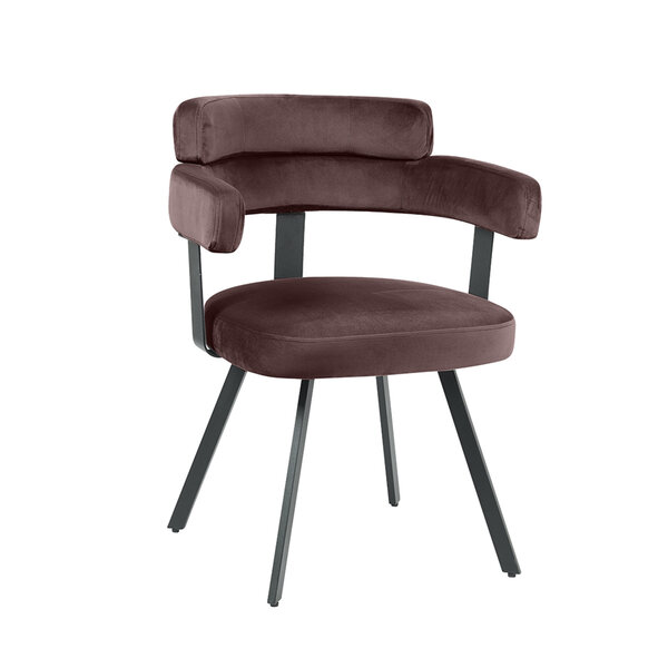 Stoel Bardio | Taupe | Fluweel | Zwart Metalen Frame | 2 stuks